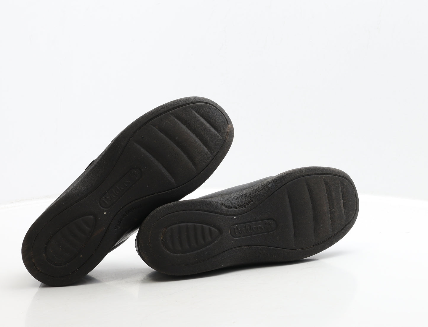 Padders Womens Black Leather Flat UK 5 38 - Wide Fit