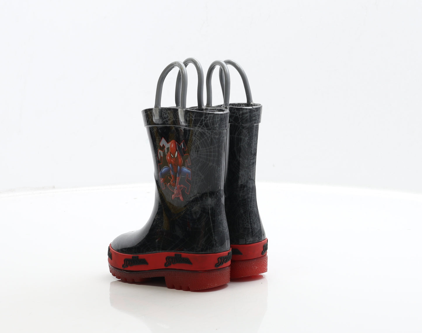 Marvel Boys Black Rubber Wellies Boot UK 5 22 - Spiderman