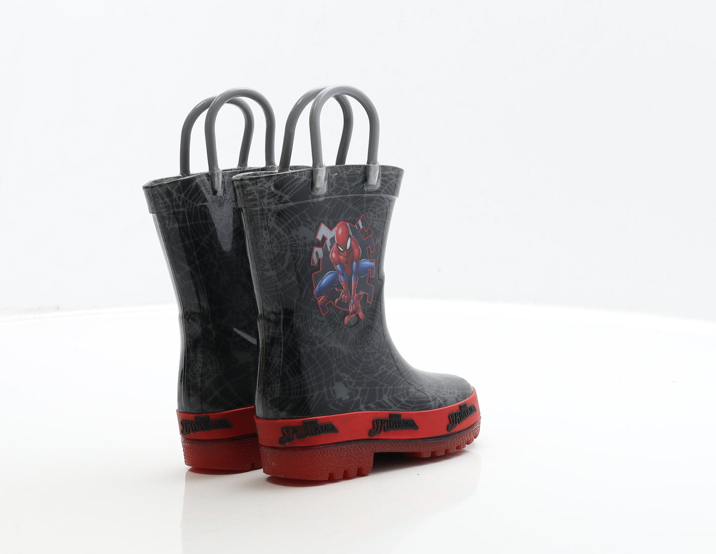 Marvel Boys Black Rubber Wellies Boot UK 5 22 - Spiderman
