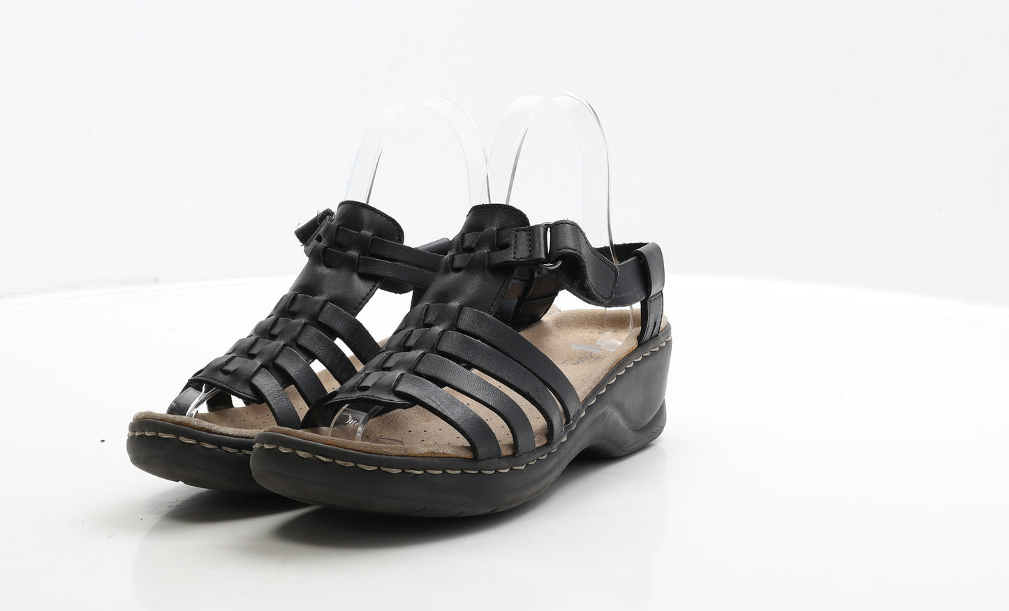 Clarks Womens Black Leather Strappy Sandal UK 4.5 37.5