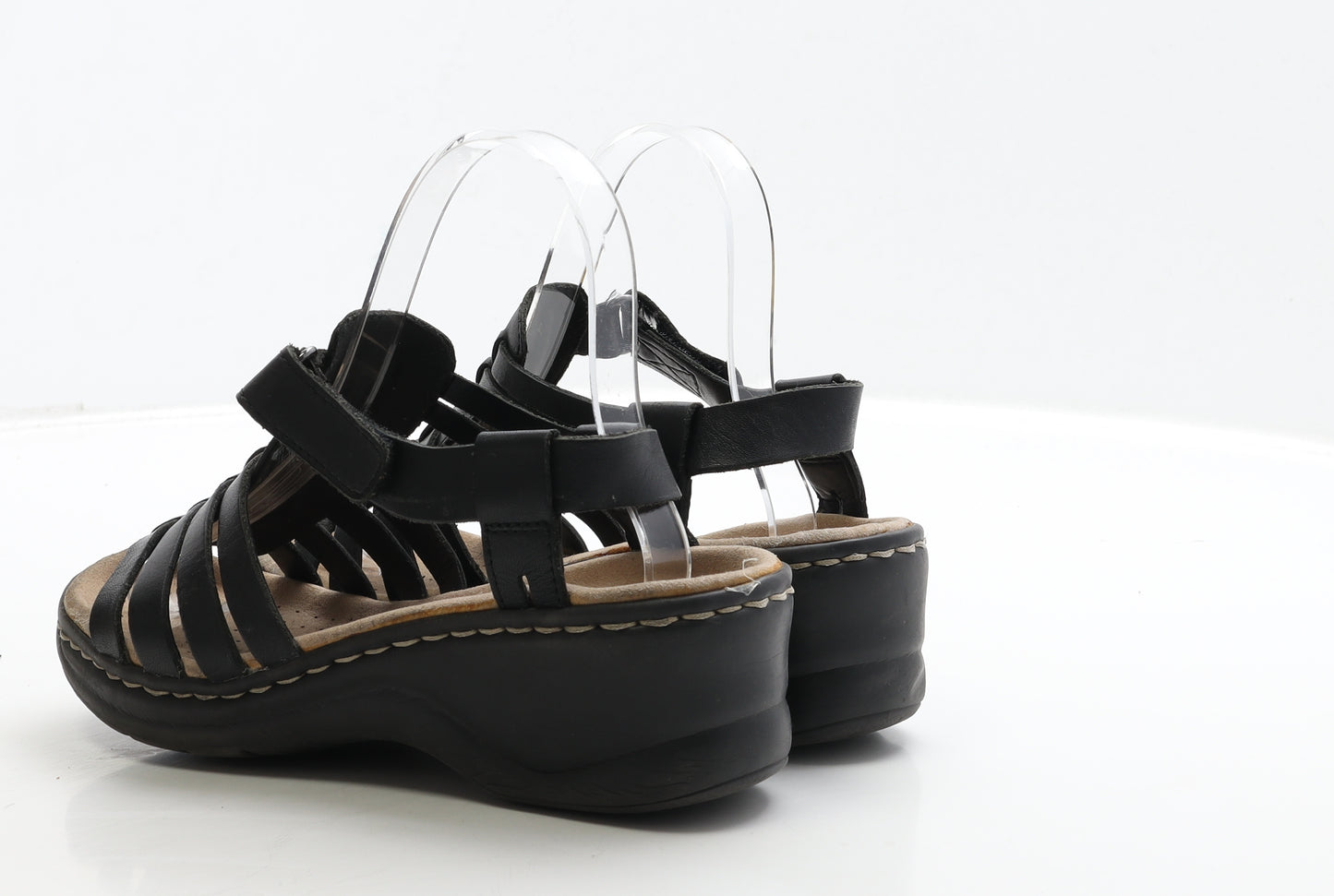 Clarks Womens Black Leather Strappy Sandal UK 4.5 37.5