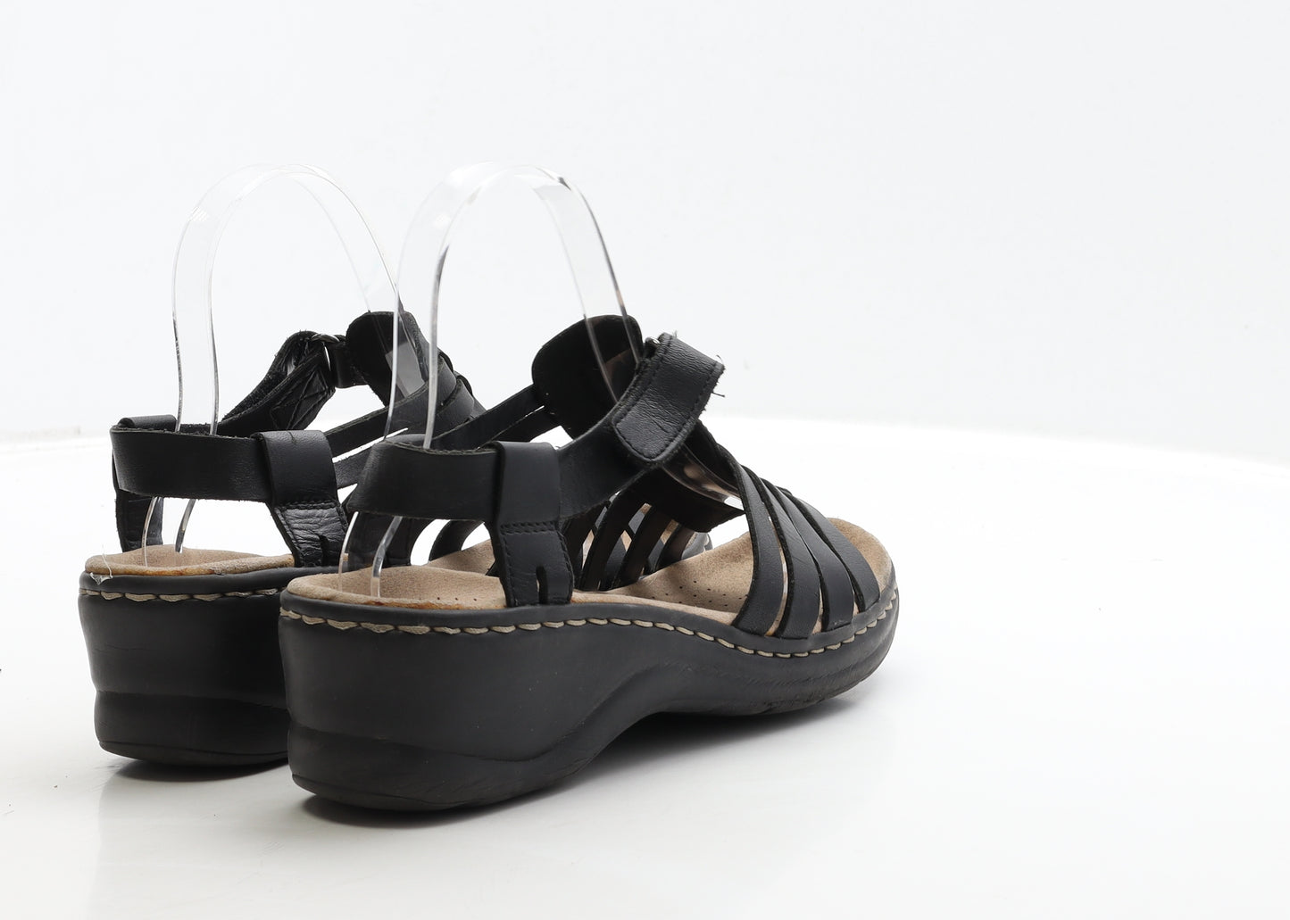 Clarks Womens Black Leather Strappy Sandal UK 4.5 37.5
