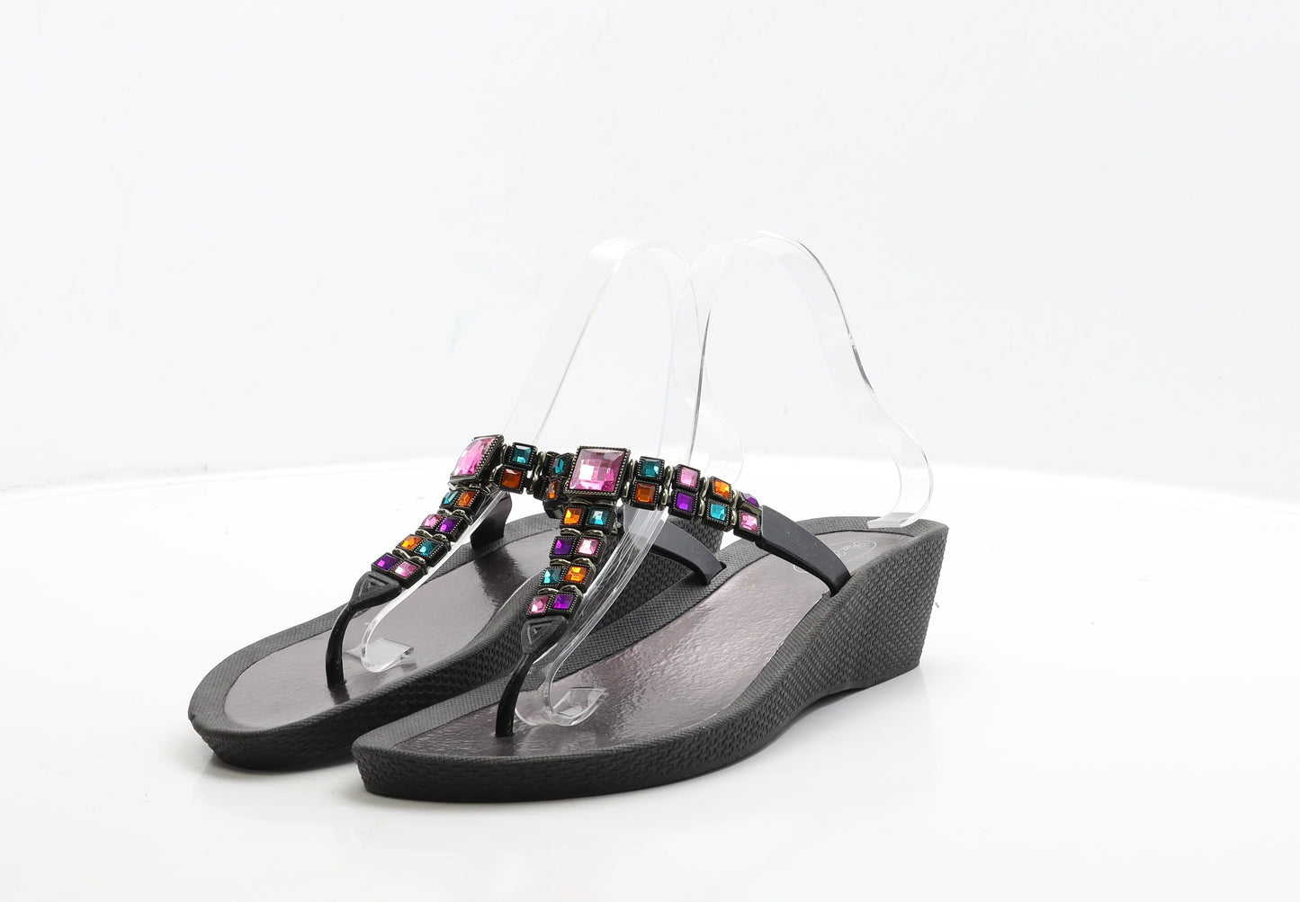 Pia Rossini Womens Black Polyester Thong Sandal UK 7 40