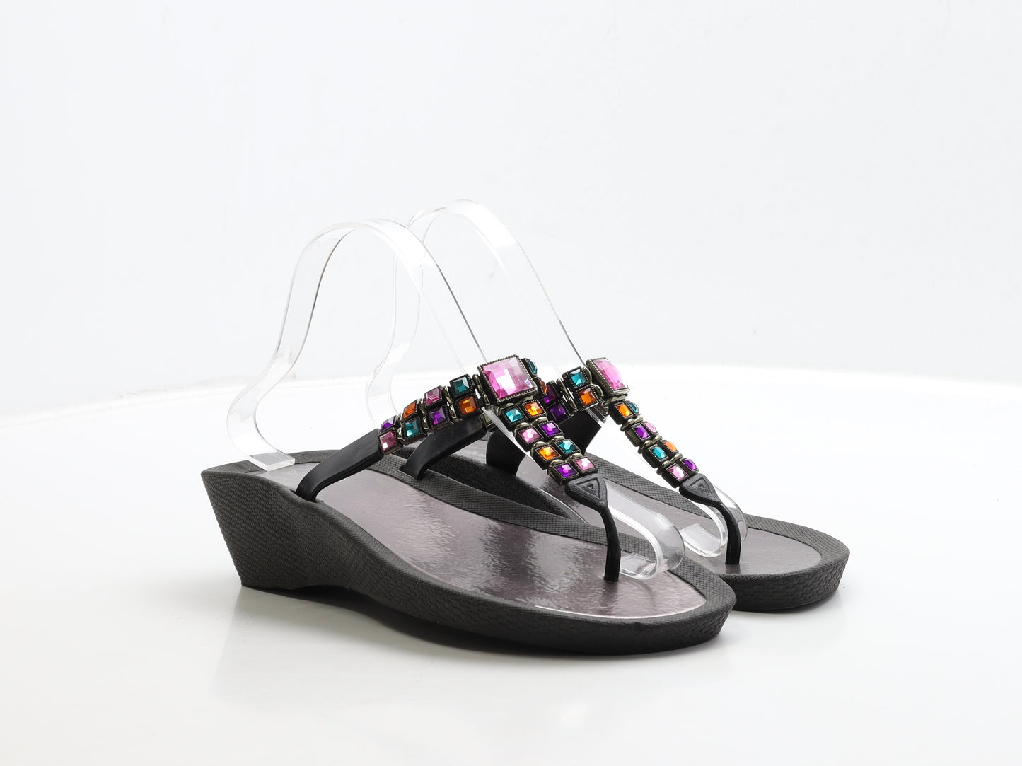 Pia Rossini Womens Black Polyester Thong Sandal UK 7 40