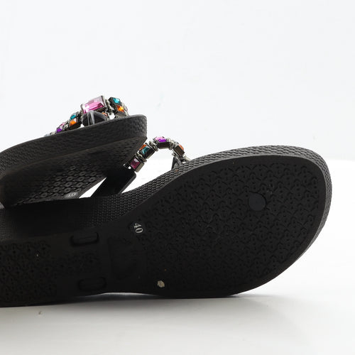 Pia Rossini Womens Black Polyester Thong Sandal UK 7 40
