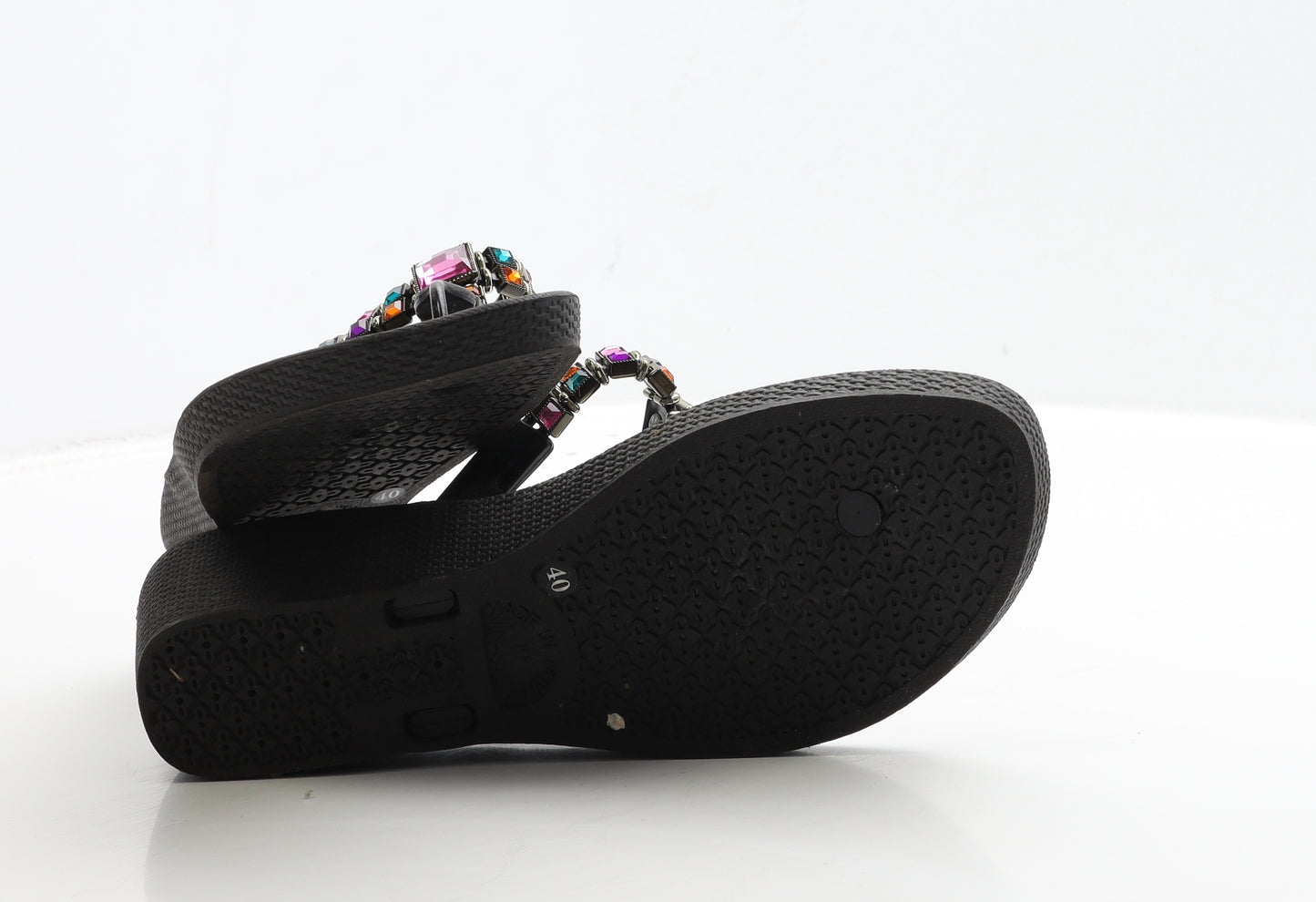 Pia Rossini Womens Black Polyester Thong Sandal UK 7 40
