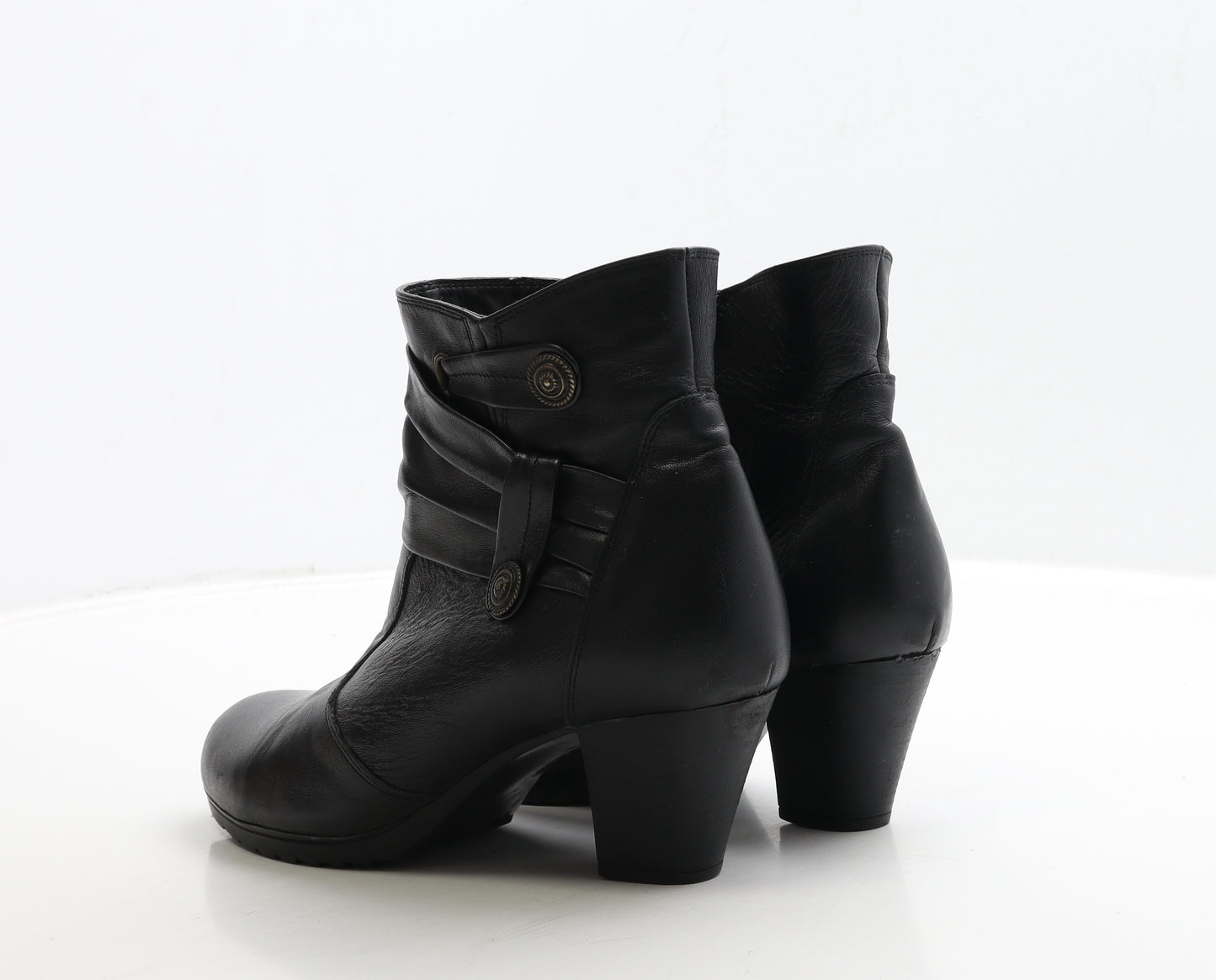 Pavers Womens Black Leather Bootie Boot UK 6 39