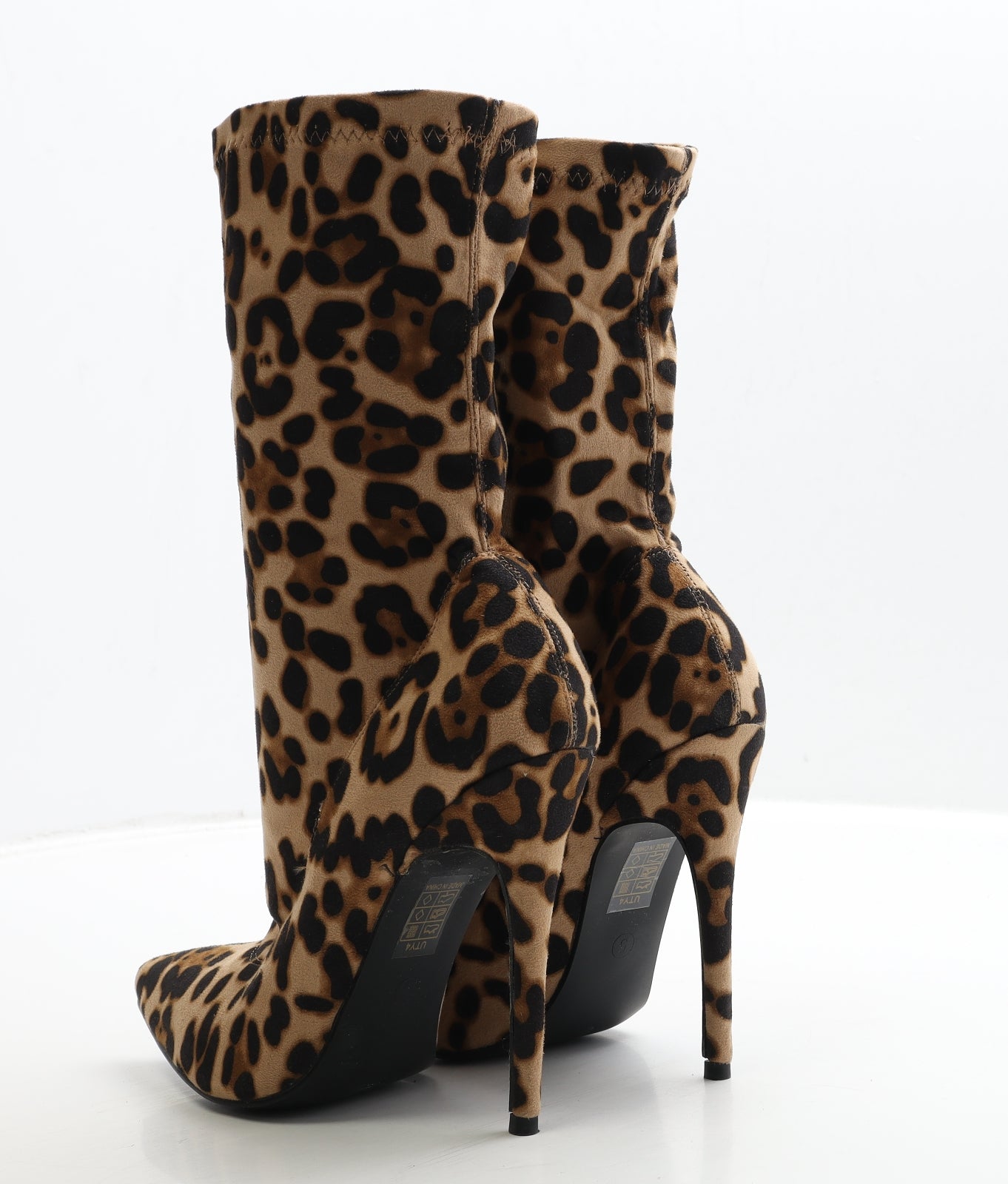 CHIC Womens Brown Animal Print Polyester Sock Boot UK 5 38 - Leopard Print