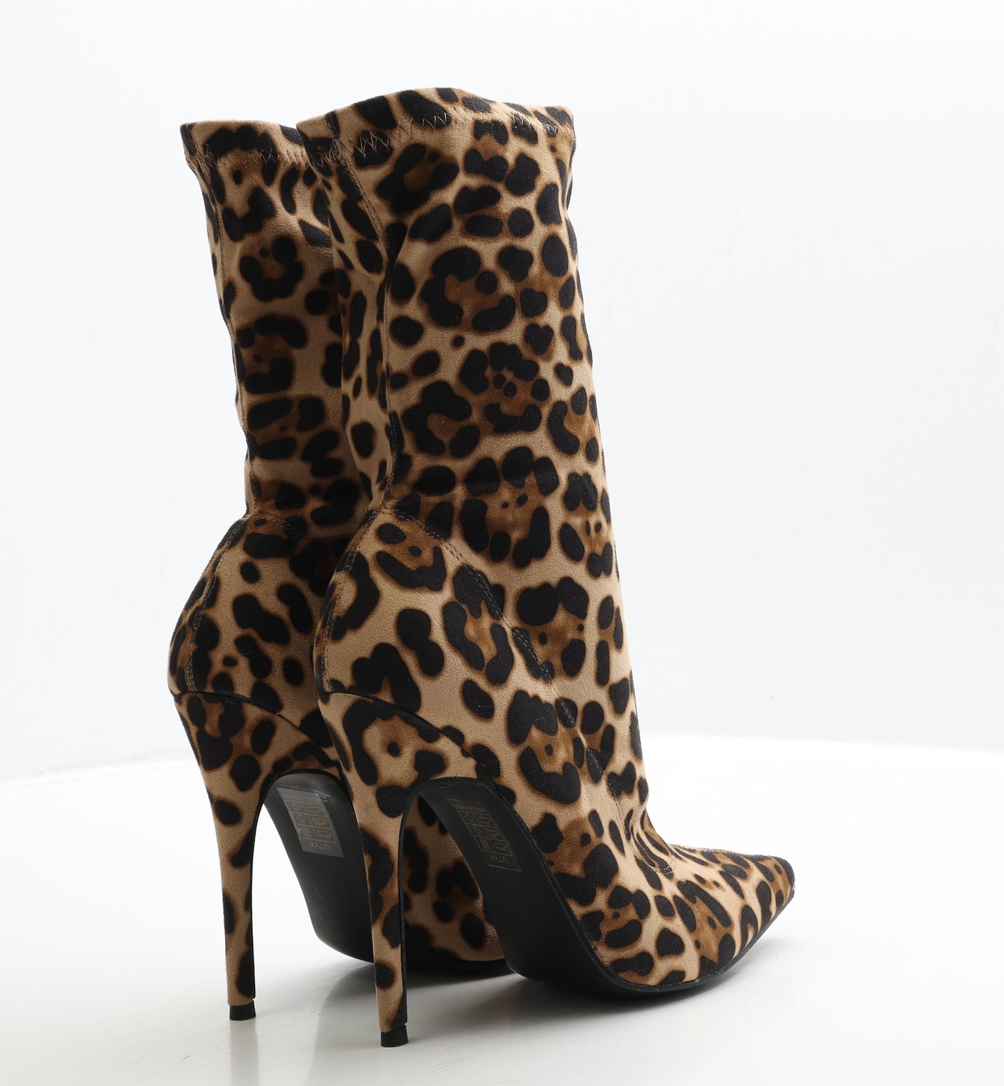 CHIC Womens Brown Animal Print Polyester Sock Boot UK 5 38 - Leopard Print