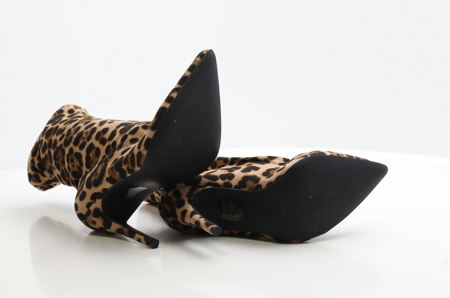 CHIC Womens Brown Animal Print Polyester Sock Boot UK 5 38 - Leopard Print