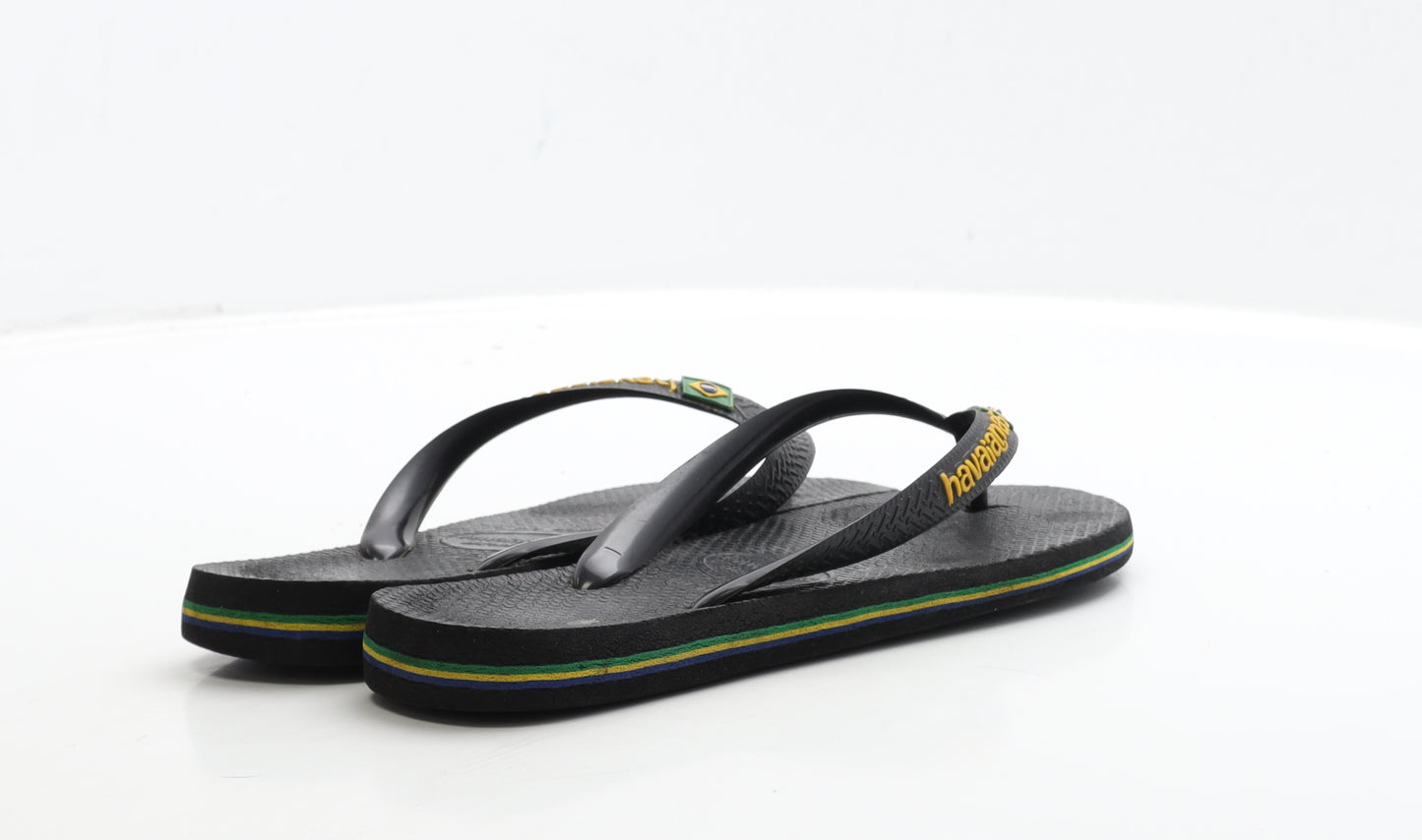 Havaianas Womens Black Rubber Thong Sandal UK 4 37 - Size 4-5