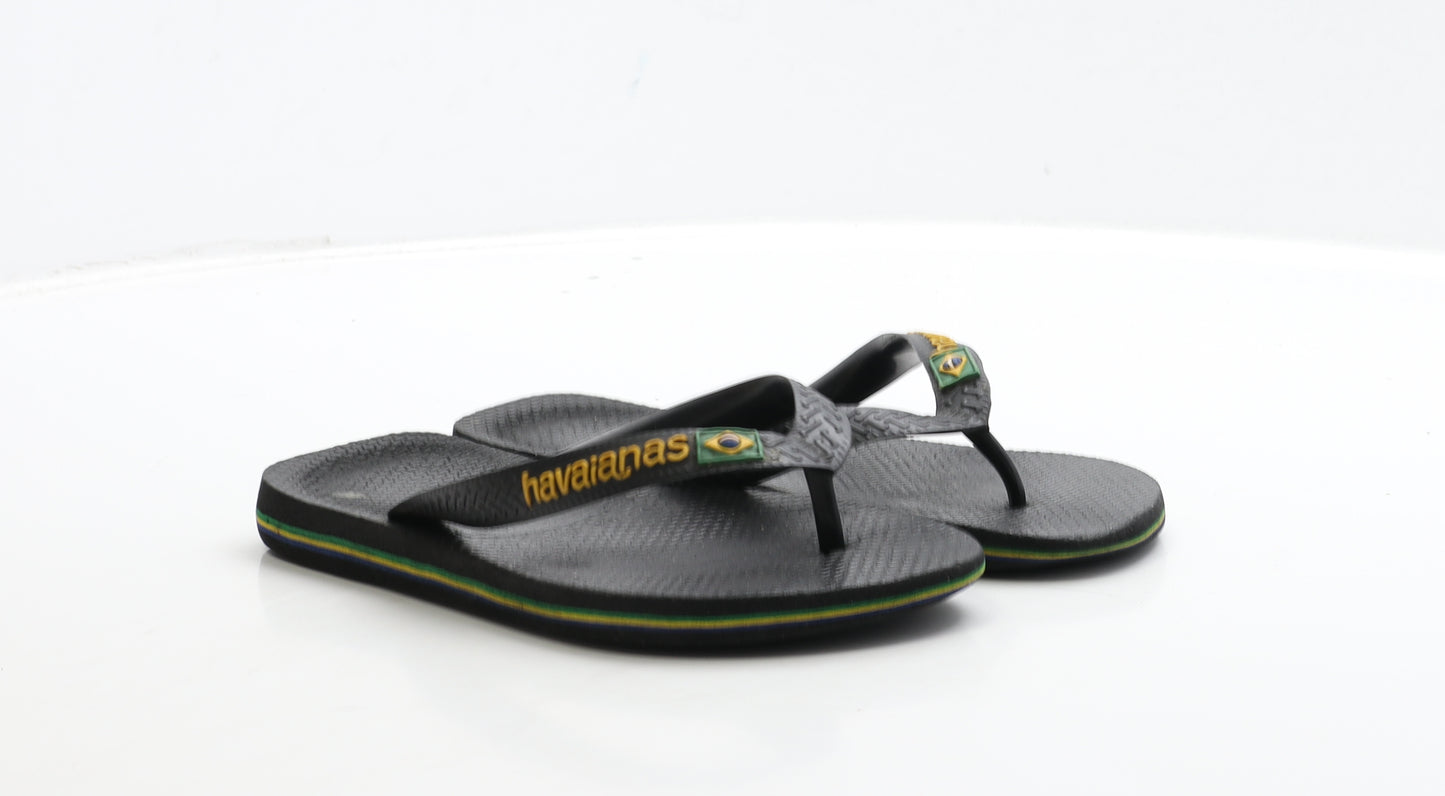 Havaianas Womens Black Rubber Thong Sandal UK 4 37 - Size 4-5