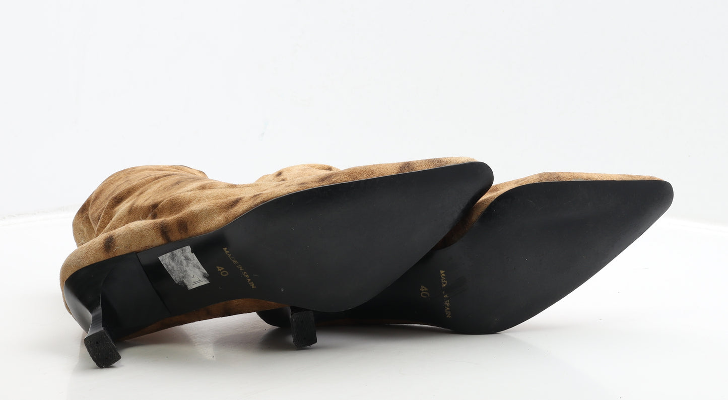 Preworn Womens Brown Geometric Suede Sock Boot UK 7 40