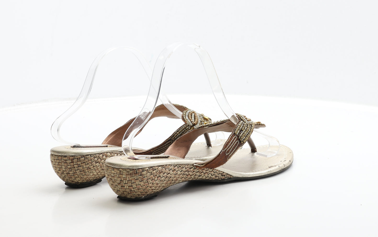 Softline Womens Gold Polyester Thong Sandal UK 7 40