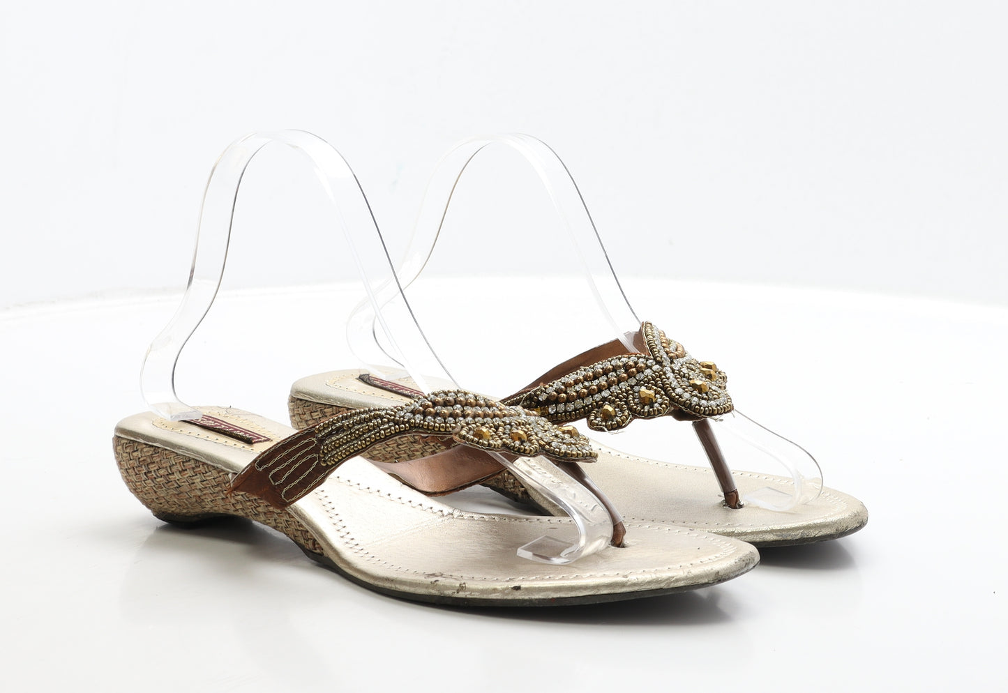 Softline Womens Gold Polyester Thong Sandal UK 7 40