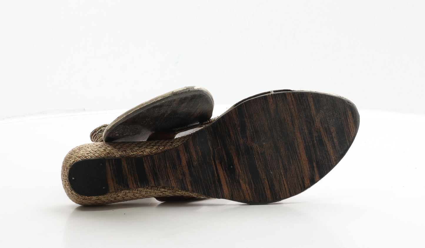 Softline Womens Gold Polyester Thong Sandal UK 7 40