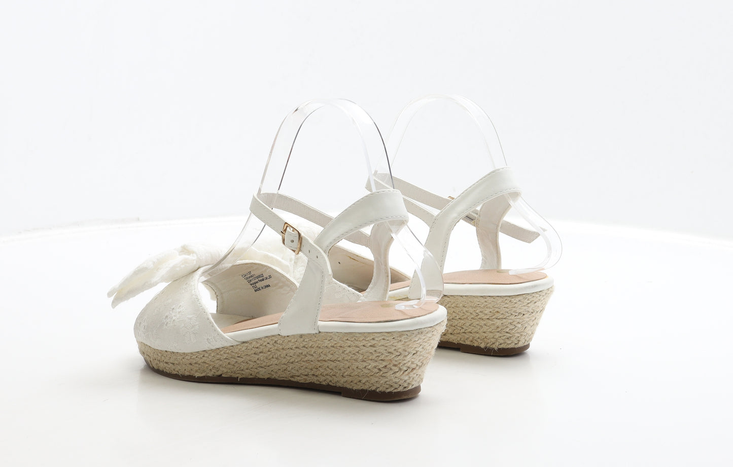 Matalan Womens White Polyester Espadrille Heel UK 4 37