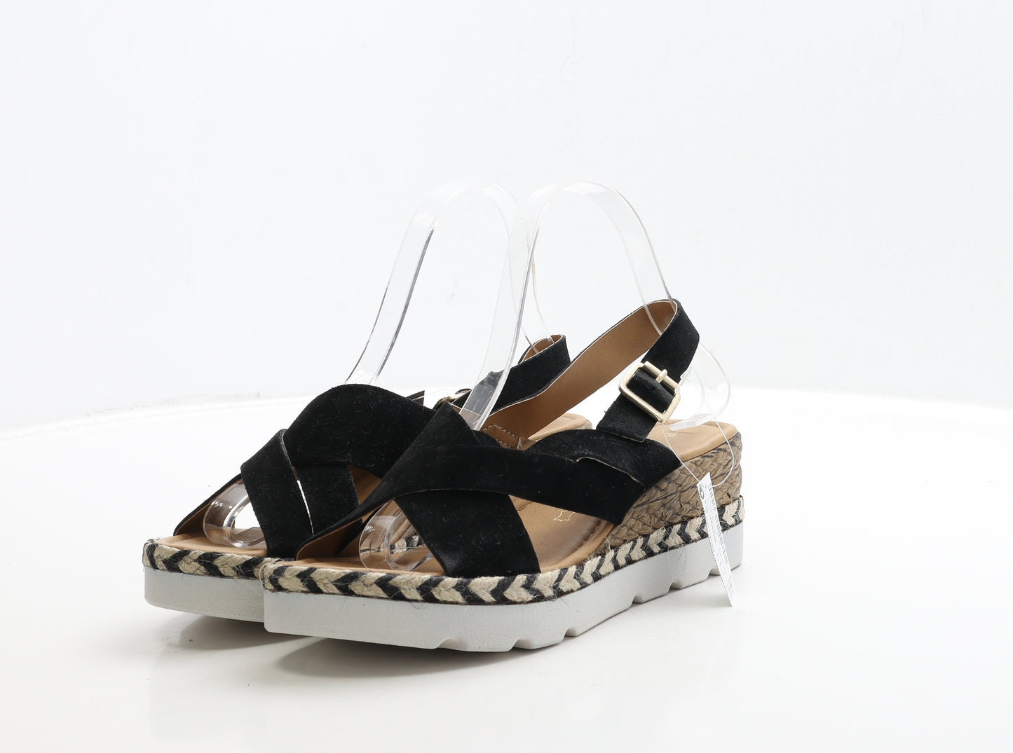 NEXT Womens Black Leather Slingback Sandal UK 5 38