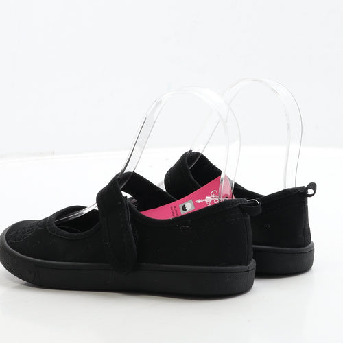 George Girls Black Fabric Mary Jane Casual UK 12 31 - Unicorn Detail