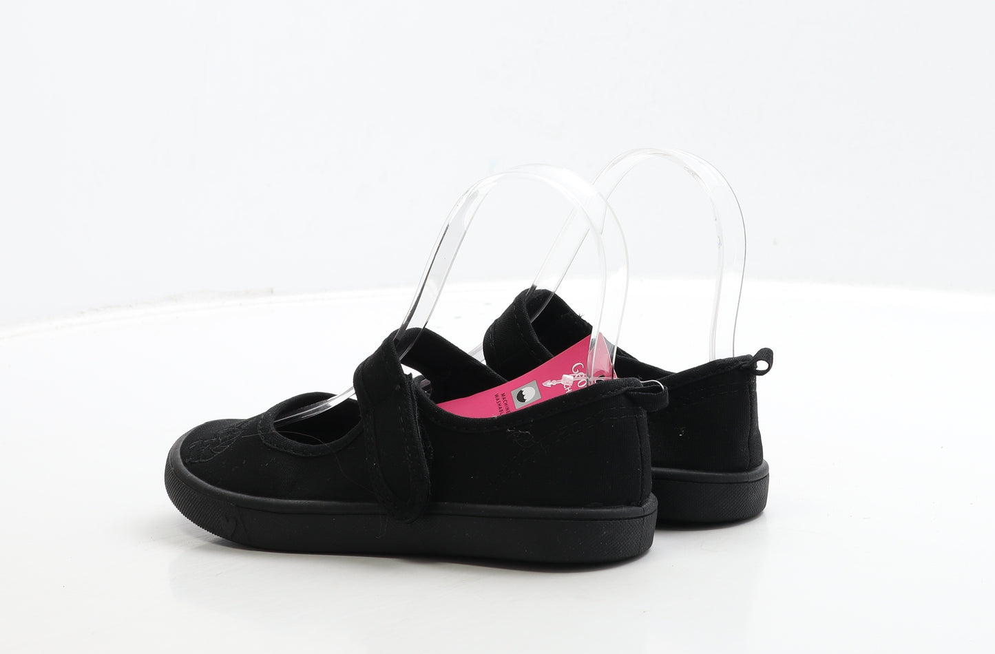 George Girls Black Fabric Mary Jane Casual UK 12 31 - Unicorn Detail