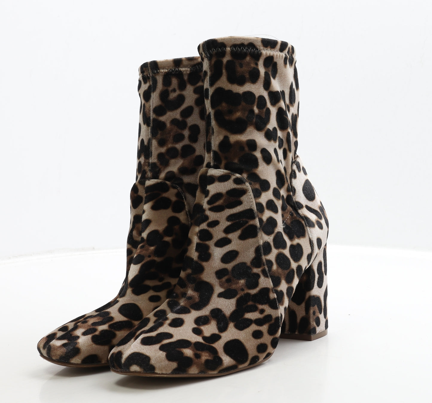 River Island Womens Brown Animal Print Polyester Sock Boot UK 6 39