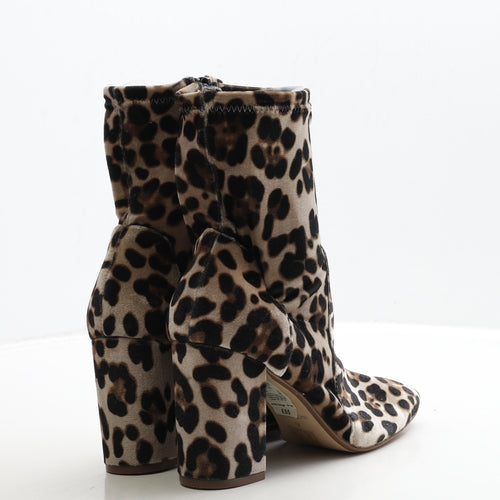 River Island Womens Brown Animal Print Polyester Sock Boot UK 6 39