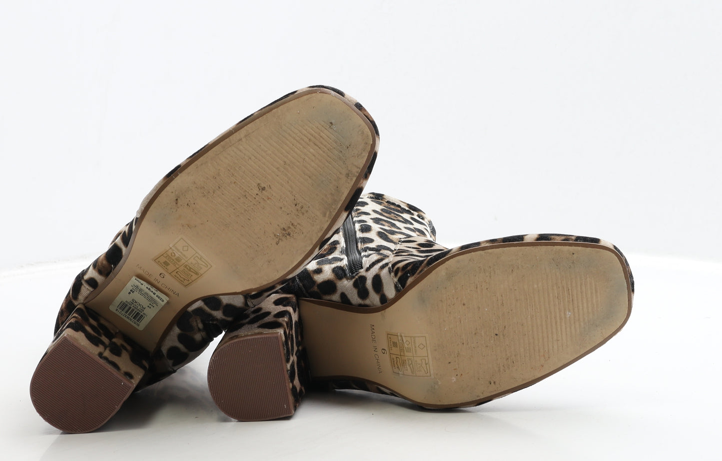 River Island Womens Brown Animal Print Polyester Sock Boot UK 6 39