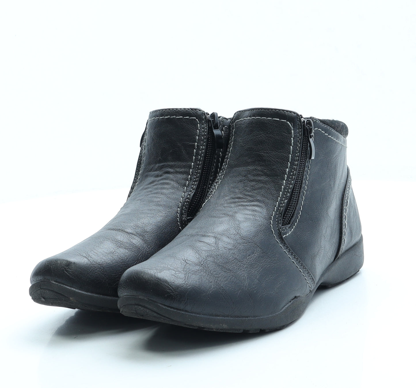 Ever so Soft Womens Black Leather Bootie Boot UK 6