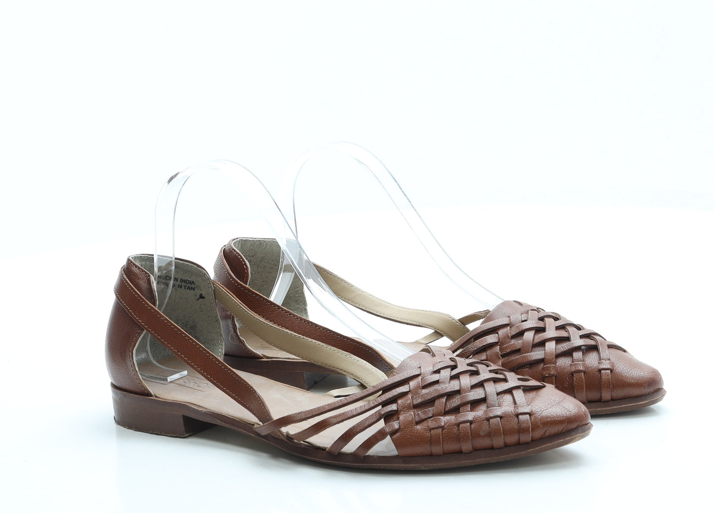 Topshop Womens Brown Leather Flat UK 7 40