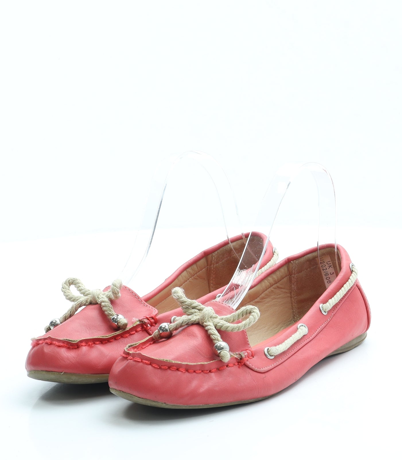 Preworn Womens Pink Leather Boat Shoe Flat UK 3