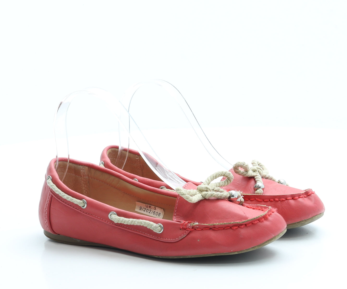 Preworn Womens Pink Leather Boat Shoe Flat UK 3