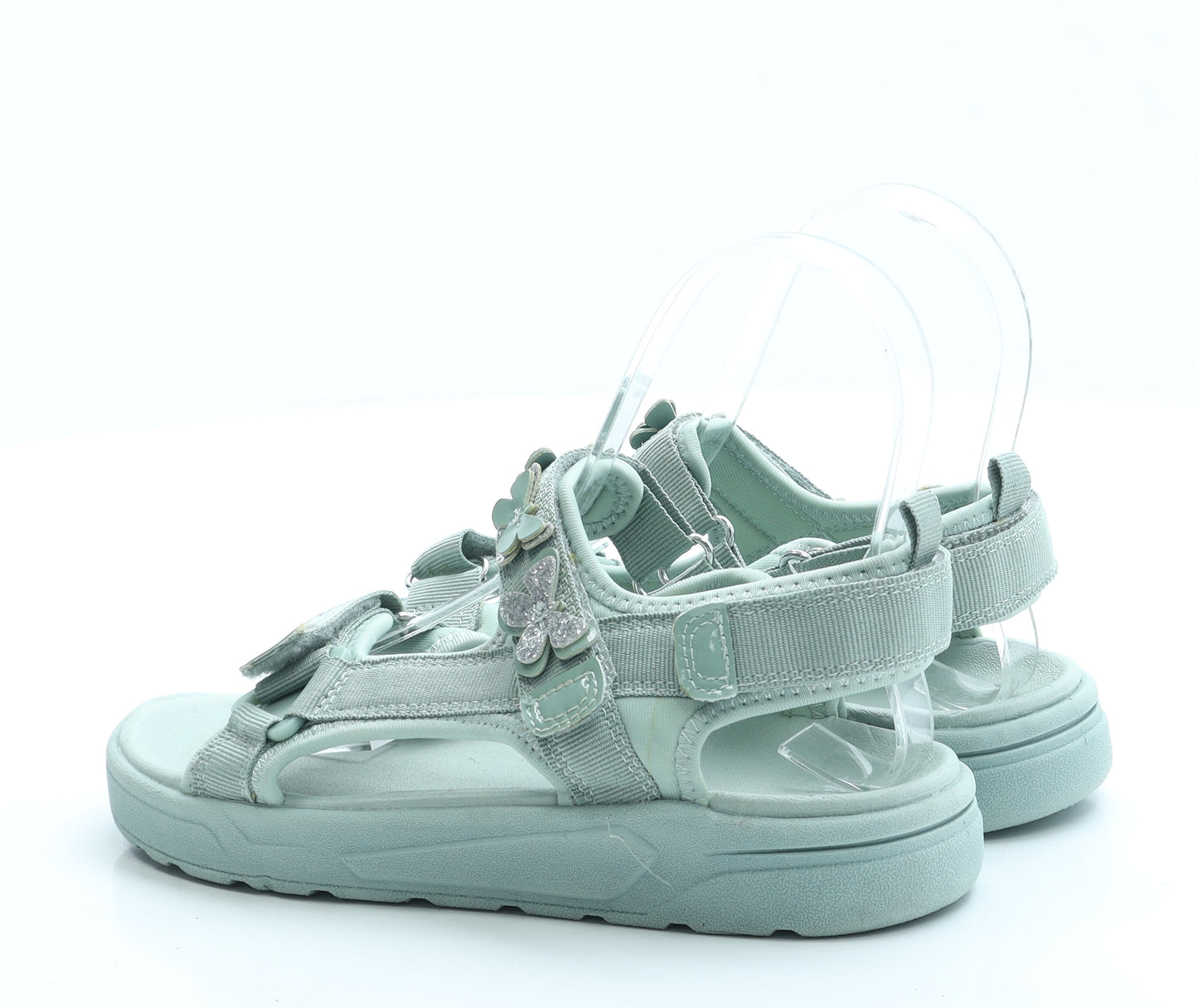 H&M Girls Green Polyester Strappy Sandal UK 1.5 33 - Butterfly