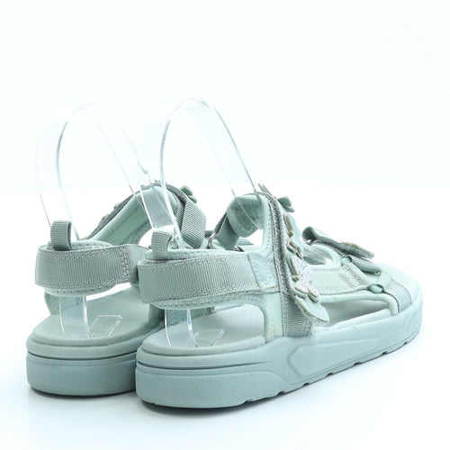 H&M Girls Green Polyester Strappy Sandal UK 1.5 33 - Butterfly