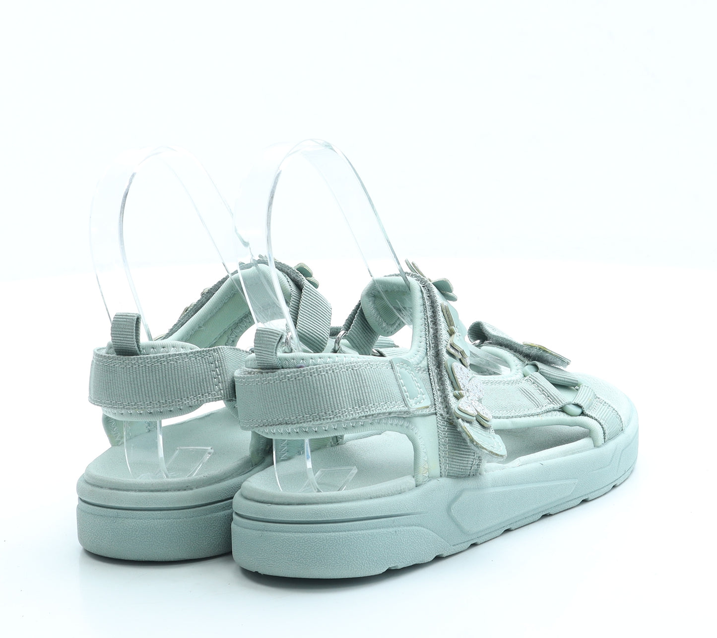 H&M Girls Green Polyester Strappy Sandal UK 1.5 33 - Butterfly