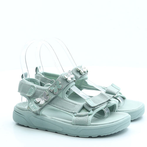 H&M Girls Green Polyester Strappy Sandal UK 1.5 33 - Butterfly