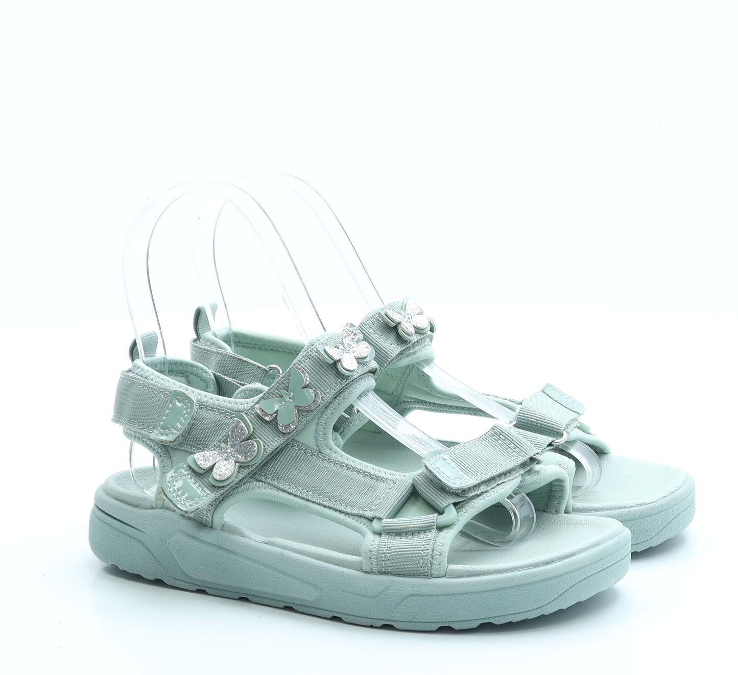 H&M Girls Green Polyester Strappy Sandal UK 1.5 33 - Butterfly