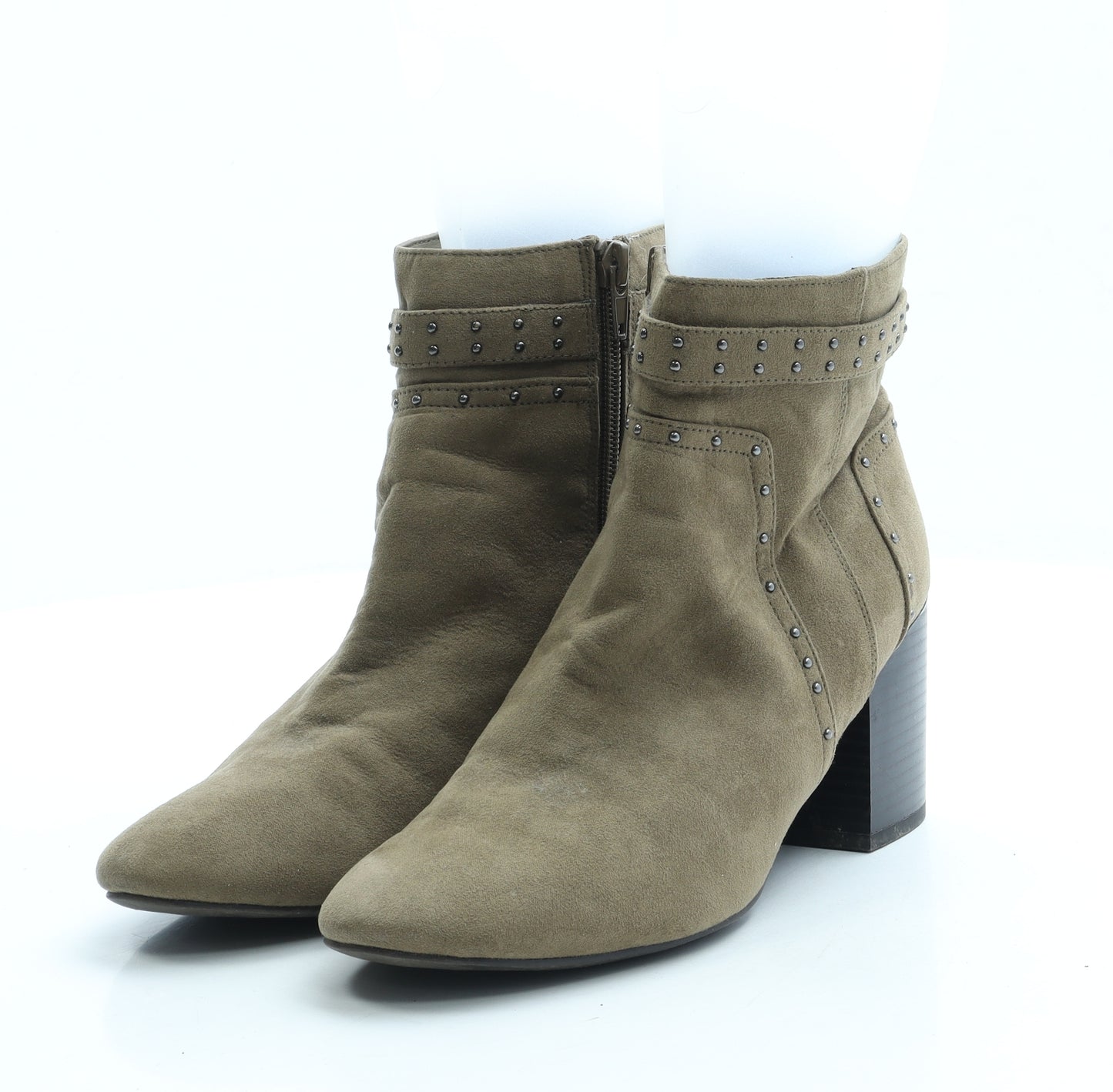 F&F Womens Green Suede Bootie Boot UK 5 38