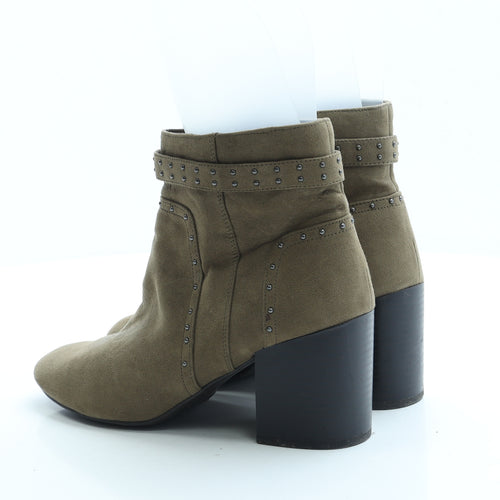 F&F Womens Green Suede Bootie Boot UK 5 38