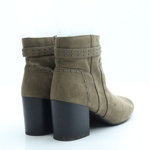 F&F Womens Green Suede Bootie Boot UK 5 38