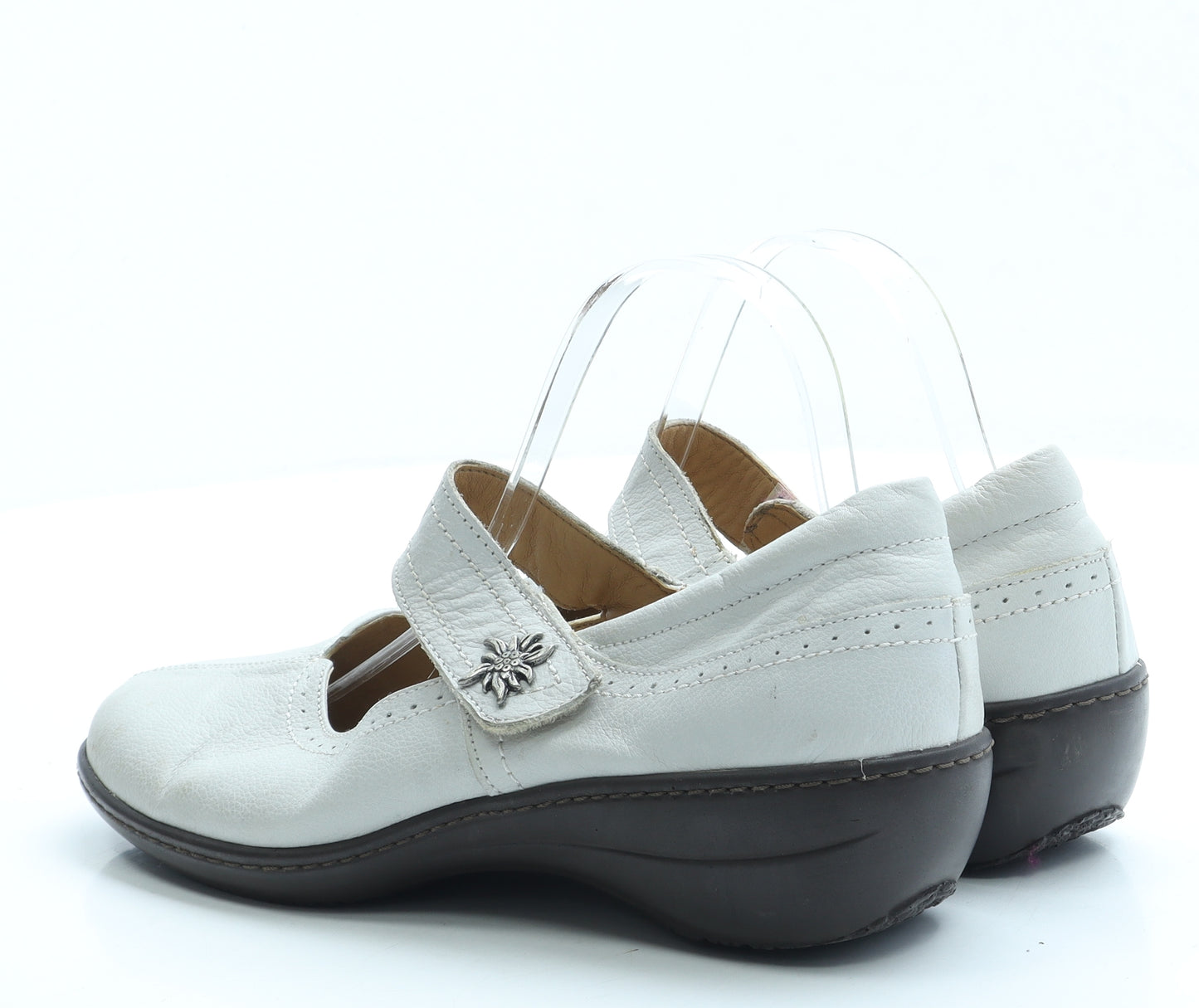 Preworn Womens Grey Leather Slip On Flat UK 6 39