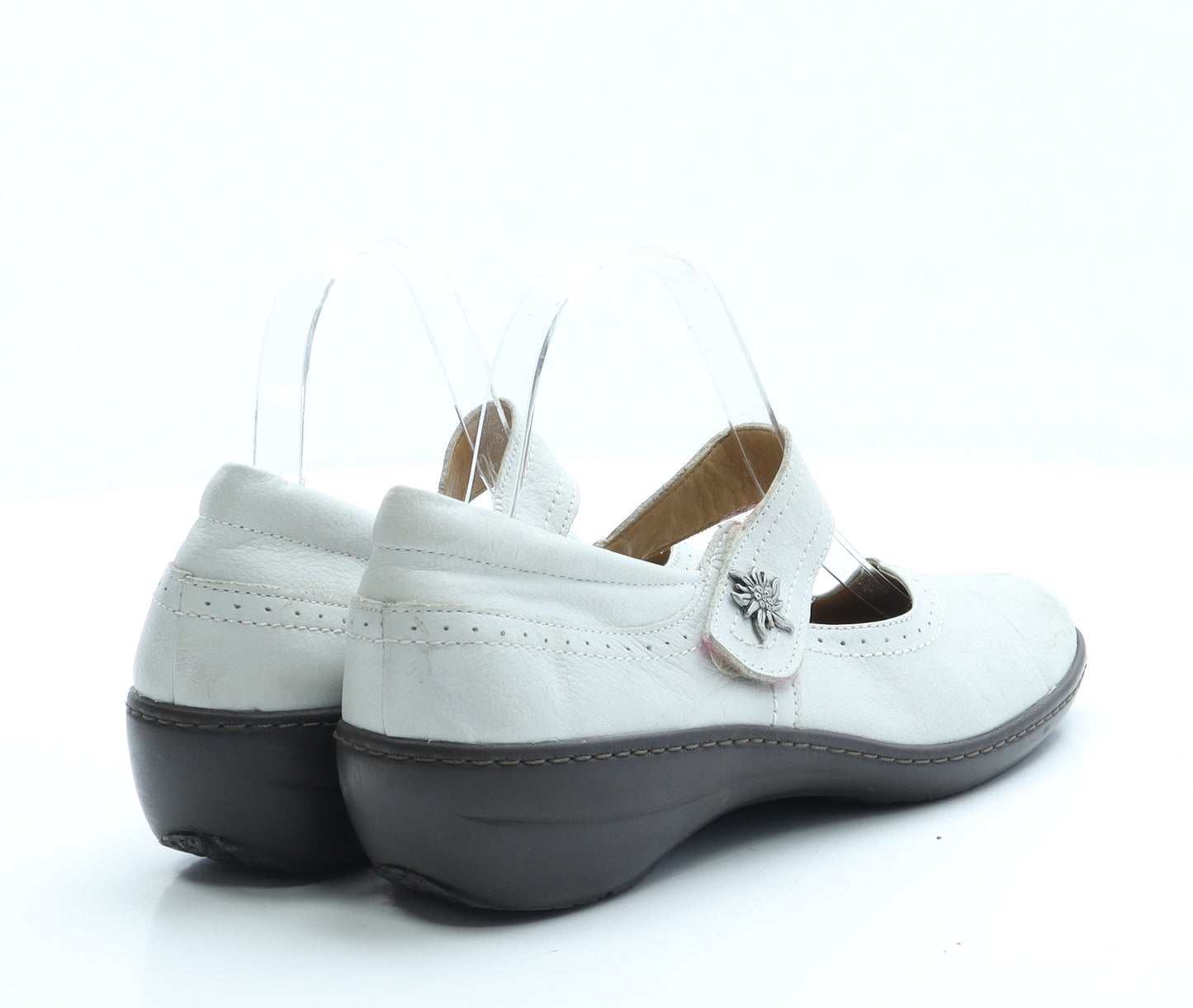 Preworn Womens Grey Leather Slip On Flat UK 6 39