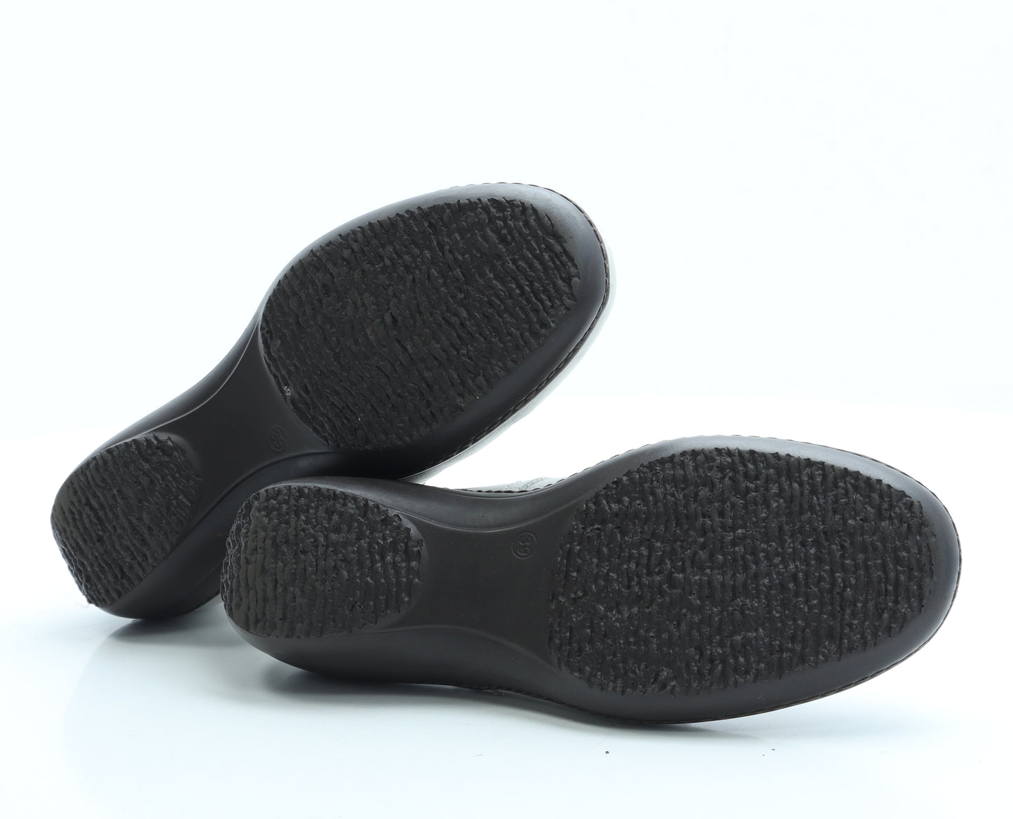 Preworn Womens Grey Leather Slip On Flat UK 6 39