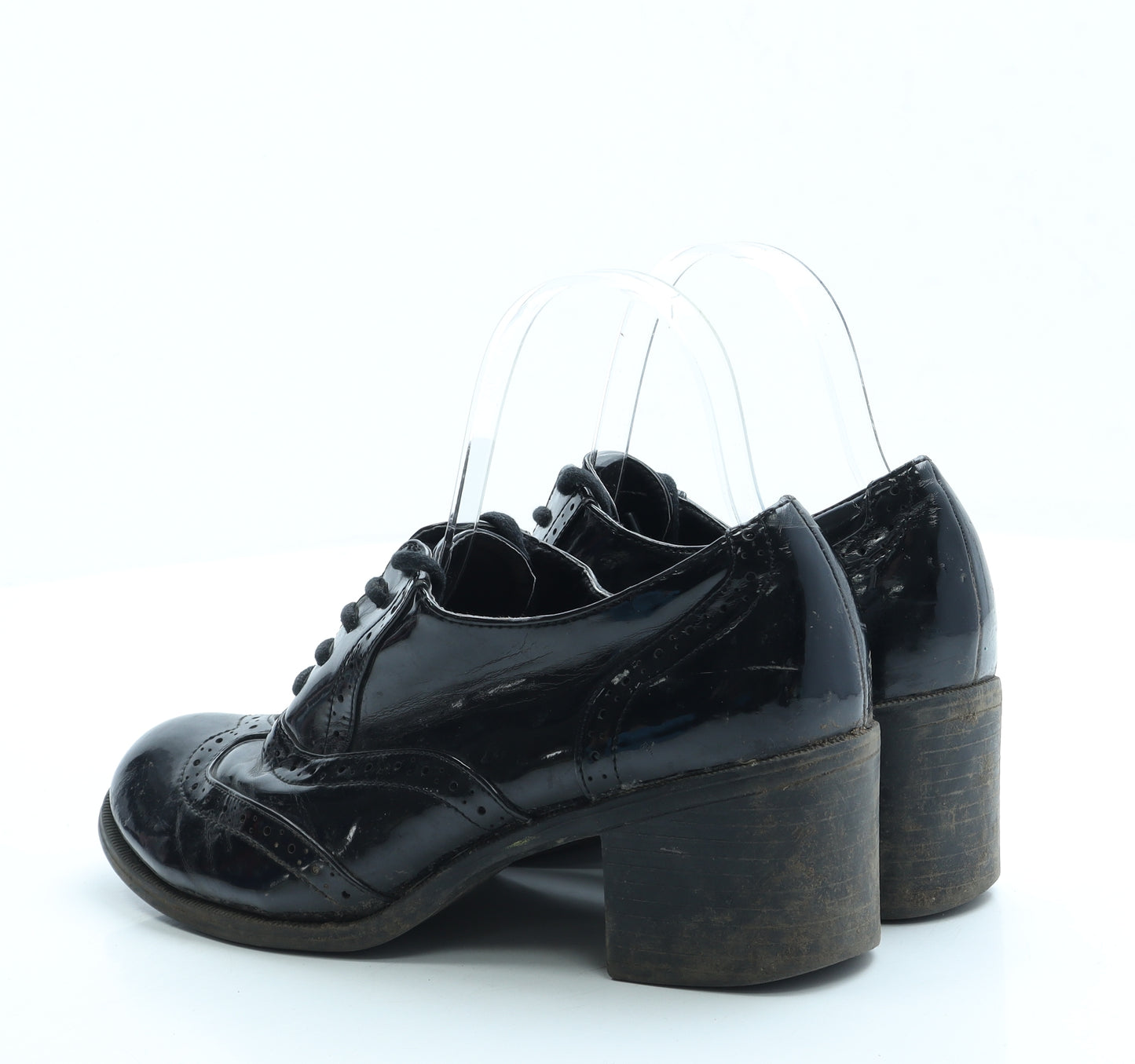 George Womens Black Patent Leather Court Heel UK 5 - Brogue