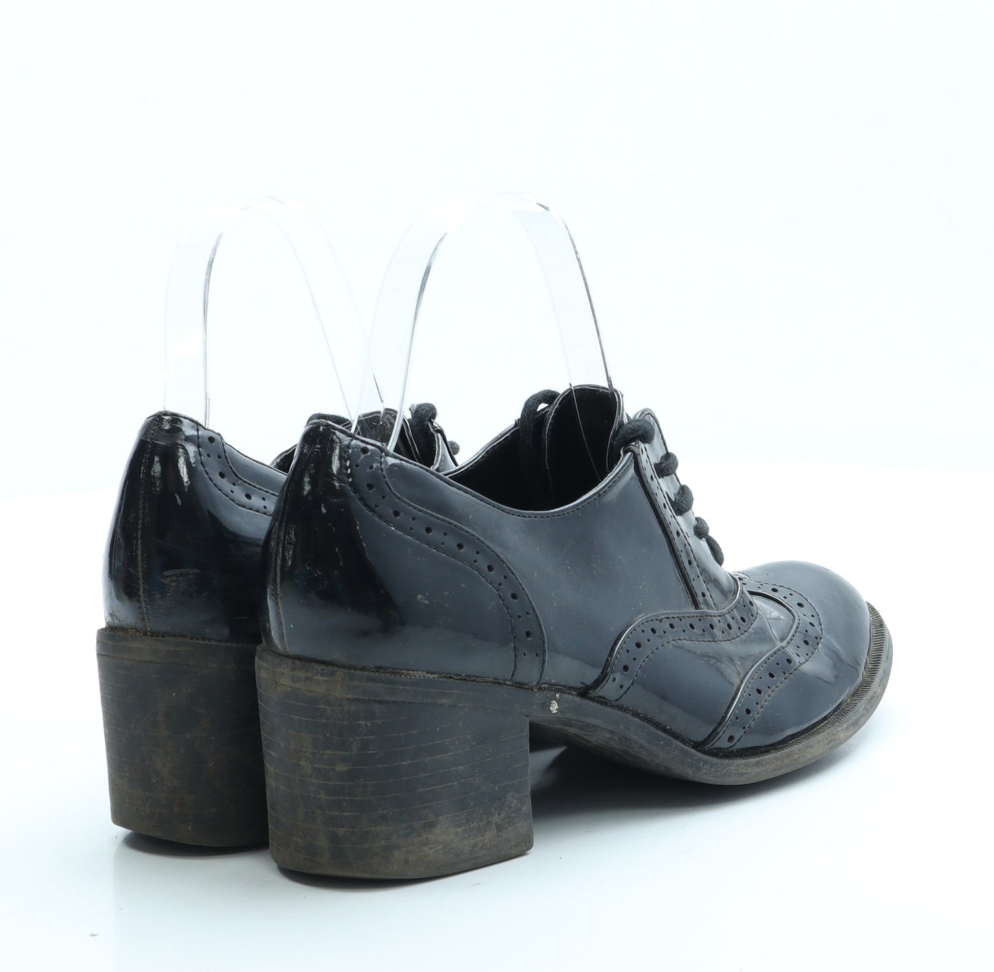 George Womens Black Patent Leather Court Heel UK 5 - Brogue