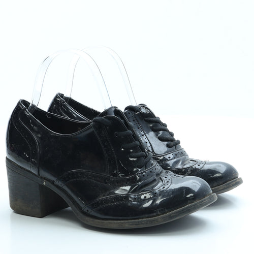 George Womens Black Patent Leather Court Heel UK 5 - Brogue