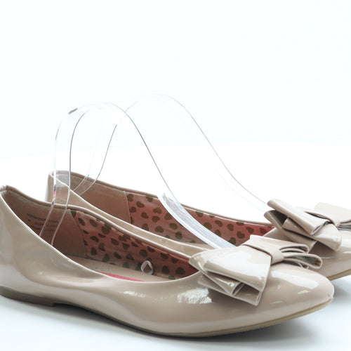 George Womens Beige Patent Leather Ballet Flat UK 8