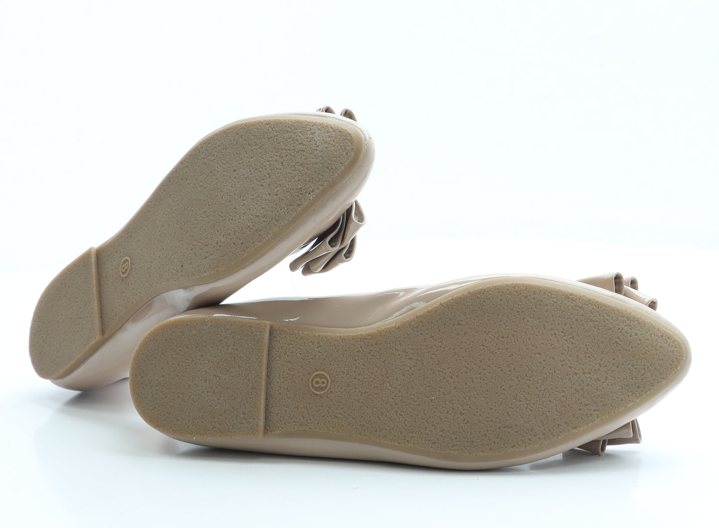 George Womens Beige Patent Leather Ballet Flat UK 8