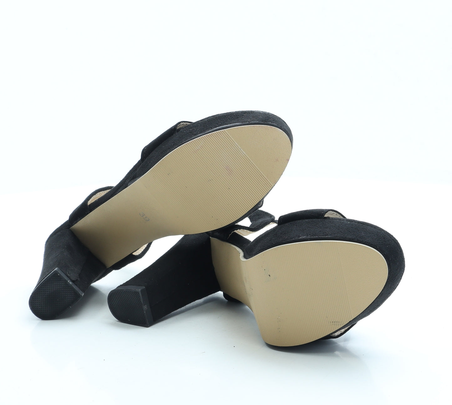 Preworn Womens Black Suede Platform Heel UK 6 39