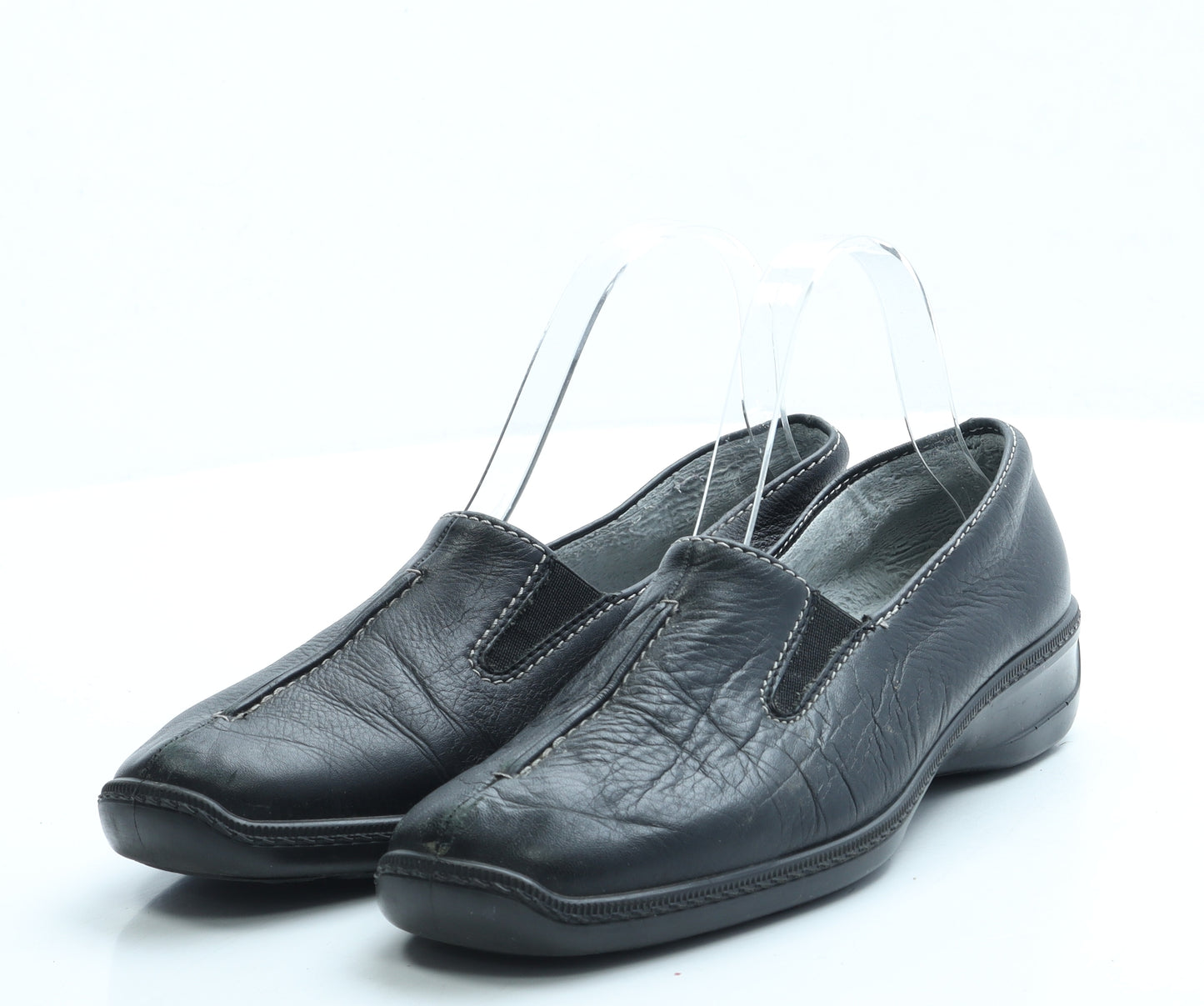 Hotter Womens Black Leather Loafer Flat UK 4