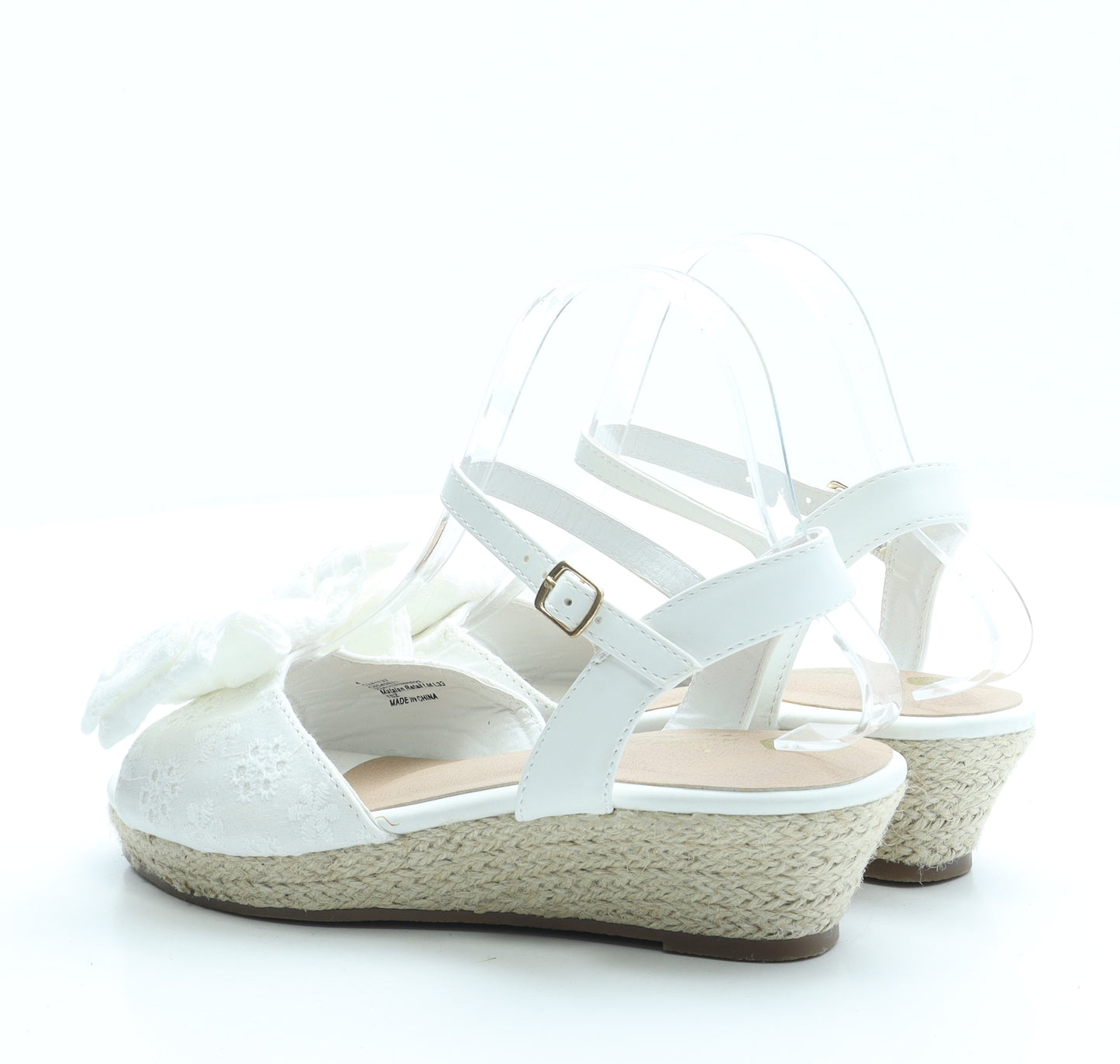 Matalan Girls White Polyester Espadrille Heel UK 4 37
